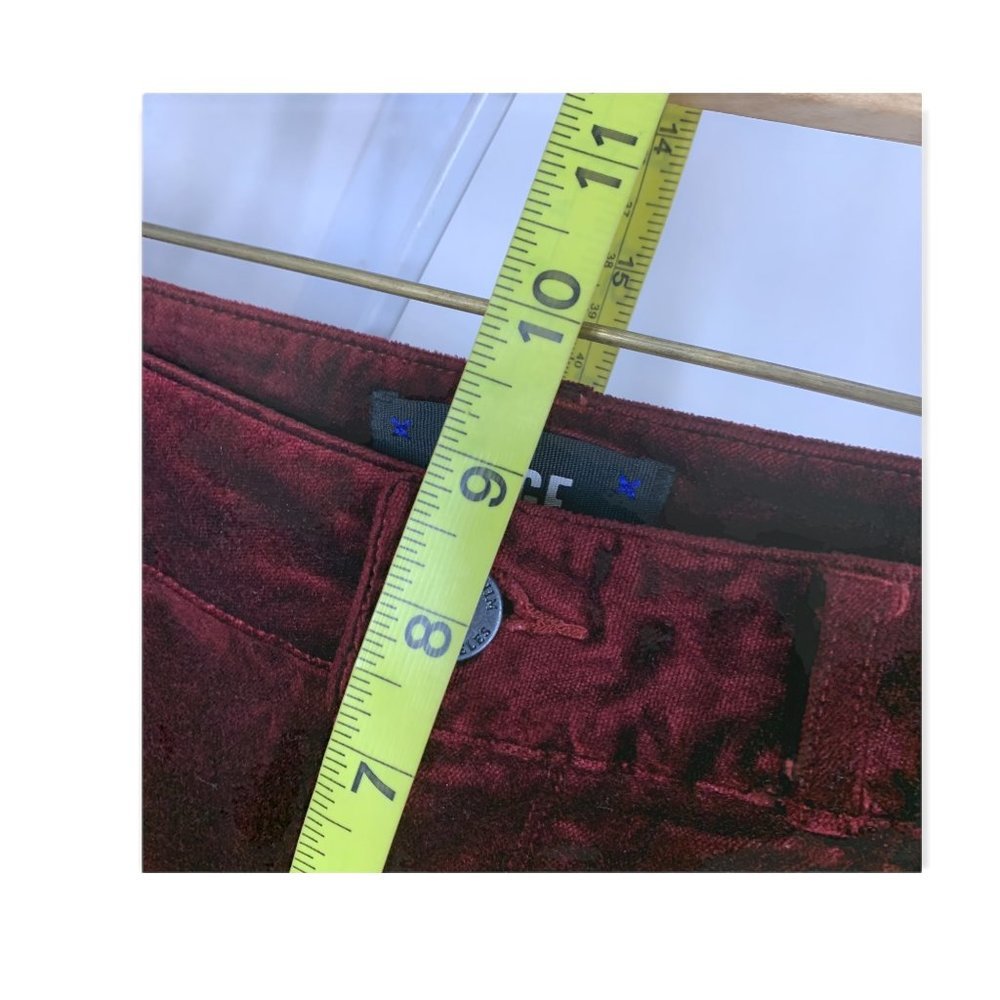 Paige Verdugo Red Ankle Velvet Skinny Pants Size 28 - Picture 6 of 9